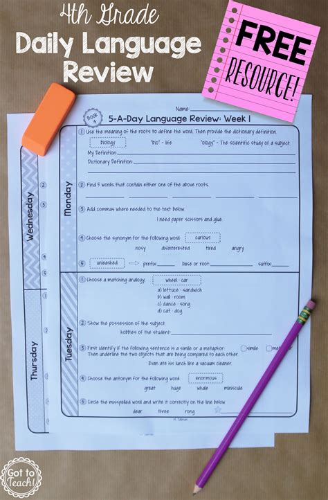 Daily Language Review Free Printables