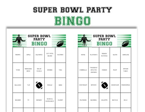 Super Bowl Party Bingo Printable Game for Unforgettable Ad-watching Fun ...