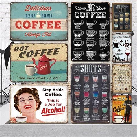 Kaffee Metall Poster Tin Zeichen Vintage Kaffee Bar Wand Dekorative