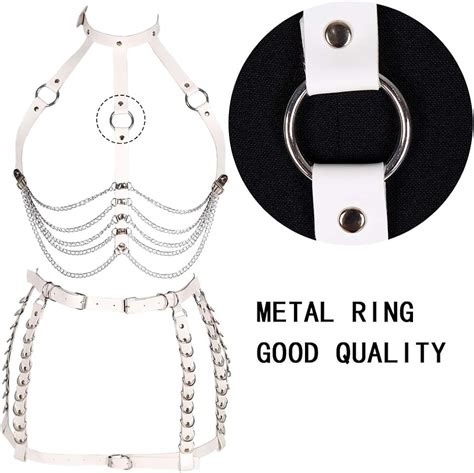Buy Women S Full Body Harness Bra Chest Strap Set Body Chain Leather Lingerie Cage Waist Belt