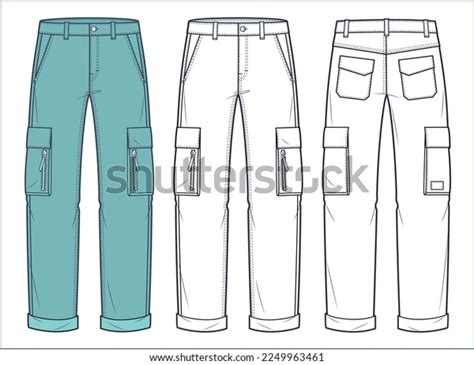 Cargo Pants Technical Fashion Illustration Green Stock Vector (Royalty Free) 2249963461 ...