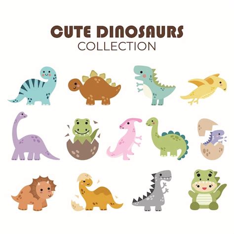 Premium Vector Cute Dinosaurs Vector Collection