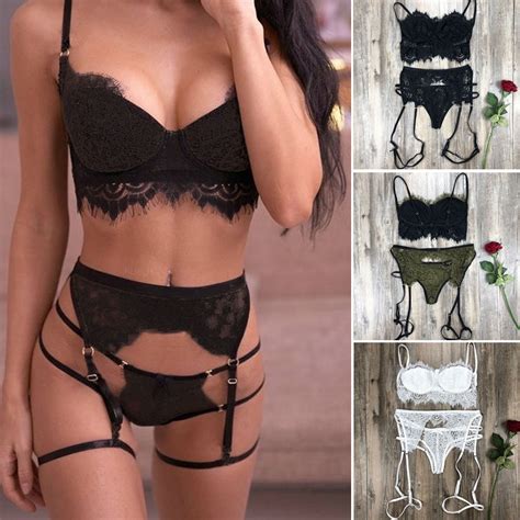 Uaang Lace Bralette Bra Set Women Sexy Lingerie Lingerie Open Cup Bras G String Set Sleepwear