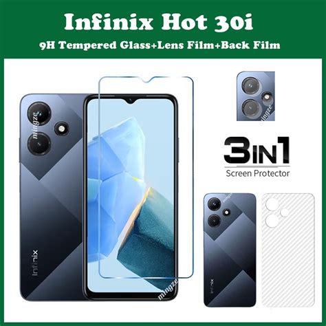 In For Infinix Hot I Tempered Glass Screen Protector Film Carbon Fiber Back Film