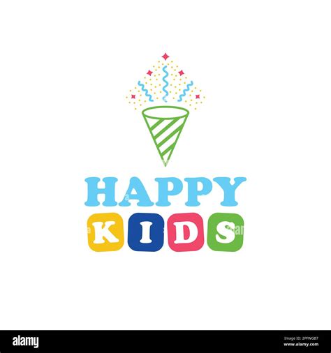 Happy Kids Logo Design Colorful Logo With Confetti Logotype Fun