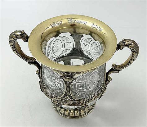 Gorham Silver Gilt Mounted Glass Loving Cup Antique Gorham Silver