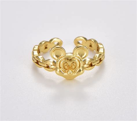 Mickey Mouse Ring Gold Filled Mouse Ring Stackable Ring Open