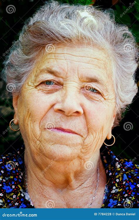 Smile Of One Content Happy Senior Old Woman Stock Photo Image Of