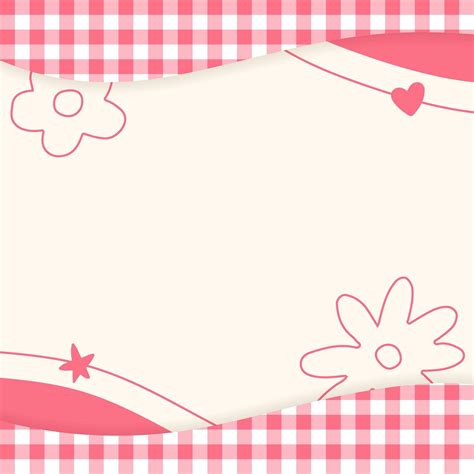 Cute Pastel Red Plaid Gingham Check Checkered With Heart Flower Star