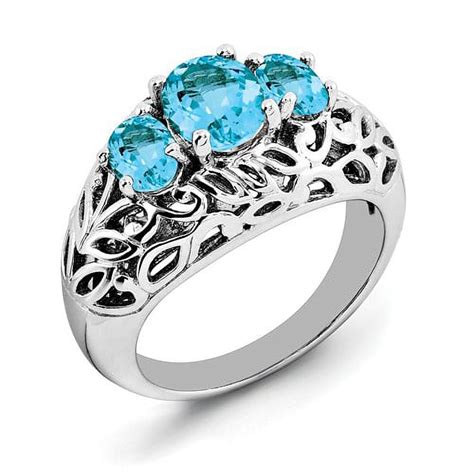 Primal Silver Sterling Silver Rhodium Plated Blue Topaz Ring Walmart