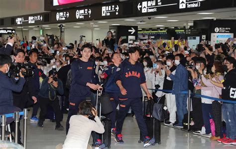 ＜侍ジャパン帰国＞帰国し、大勢のファンを見渡す佐々木朗、高橋宏（撮影・藤山 由理） ― スポニチ Sponichi Annex 野球