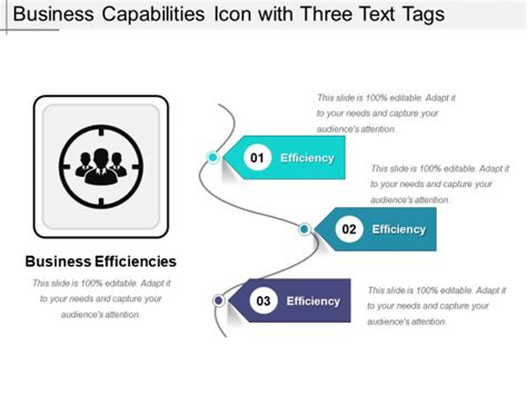 Business Capabilities Icon With Three Text Tags Ppt Powerpoint