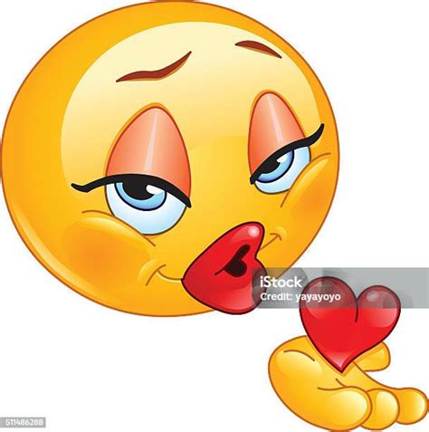 Blowing Kiss Female Emoticon向量圖形及更多飛吻圖片 飛吻 表情符號 笑臉 Istock