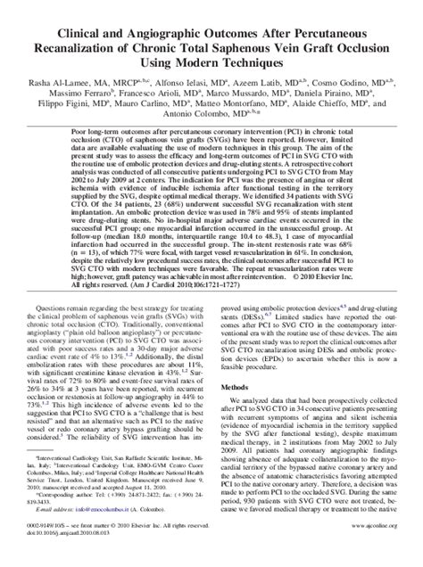 Pdf Clinical And Angiographic Outcomes After Percutaneous Recanalization Of Chronic Total