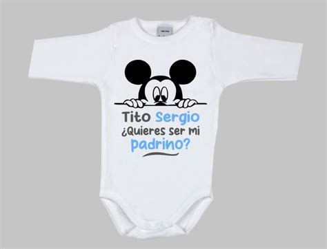 Body Divertido ¿quieres Ser Mi Padrino Mickey Personalizado