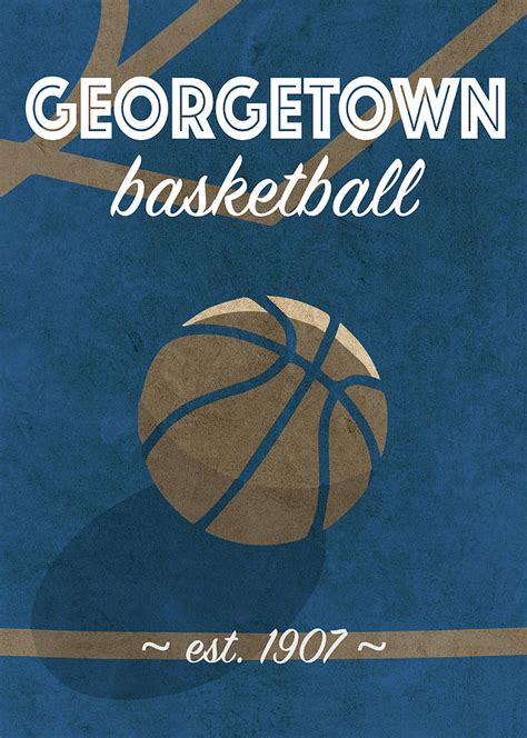 Georgetown University Retro College Basketball Team Poster Mixed Media