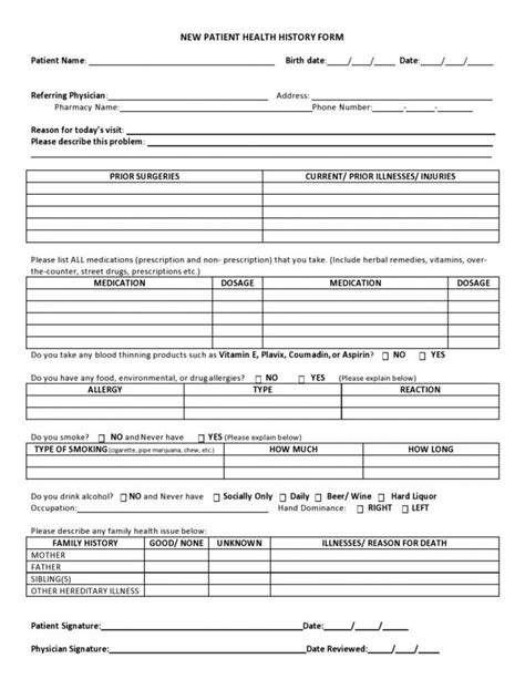 Formularios De Historial De Salud M Dica Pdf Word Mundo Plantillas