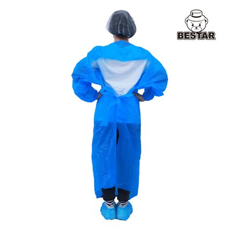 Aami Pb70 Cpe Disposable Isolation Gown With Elastic Cuffs For Medical