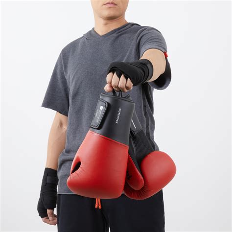 Gants De Boxe 100 Rouge Rouge Tomate Noir Fum Outshock Décathlon