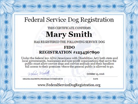 Service Dog Registration Digital Certificate | TOP DOG Products