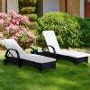 Outsunny Ligstoel Ligbank Voor Buiten Tafel Set Van 3 Tuinmeubelen Poly