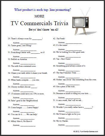 Easy Tv Trivia With Answers | Printable Questions And Answers