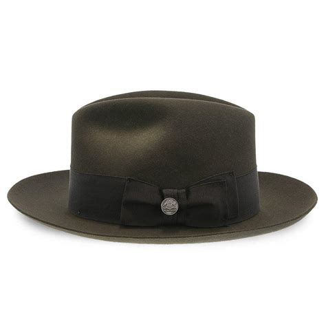 Mens Stetson Temple Fur Felt Fedora Hat Feather Black