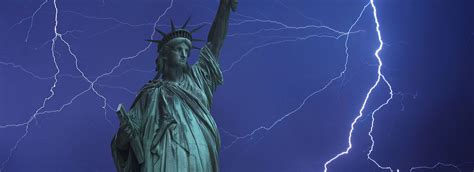 Lightning strikes the Statue of Liberty: The path to liberty that stands the storms of life ...