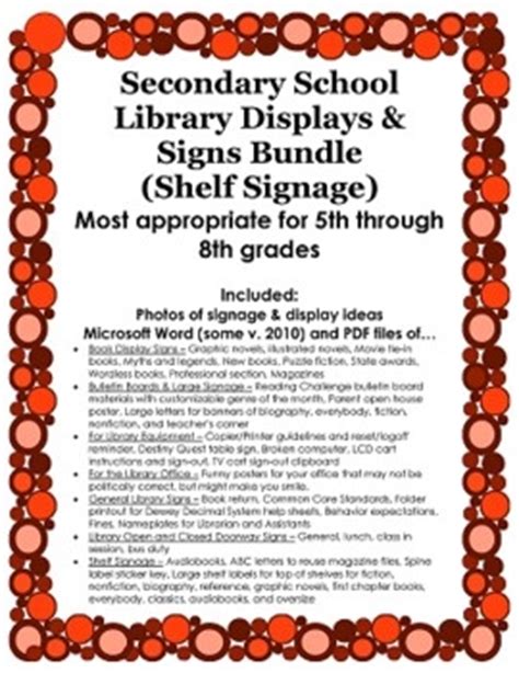 $12 - Secondary School Library Displays & Signs (Shelf Signage ...