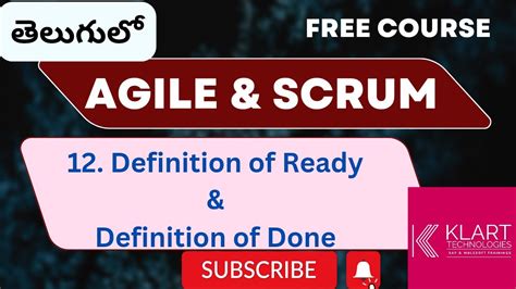 12 Agile Definition Of Done VS Definition Of Ready Telugu YouTube