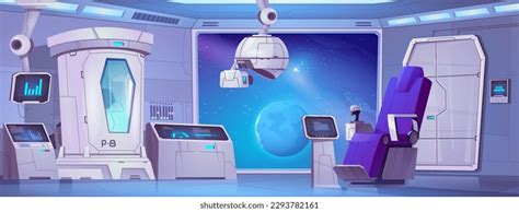 Spaceship Laboratory Interior Room Cryogen Capsule Stock Vector ...