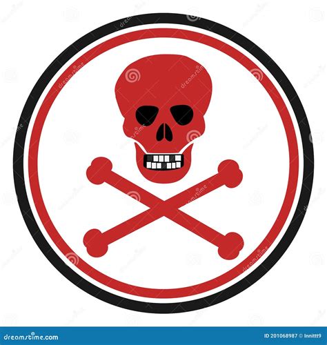 Red Round Danger Sign With Skull And Crossbones Symbol Deadly Danger