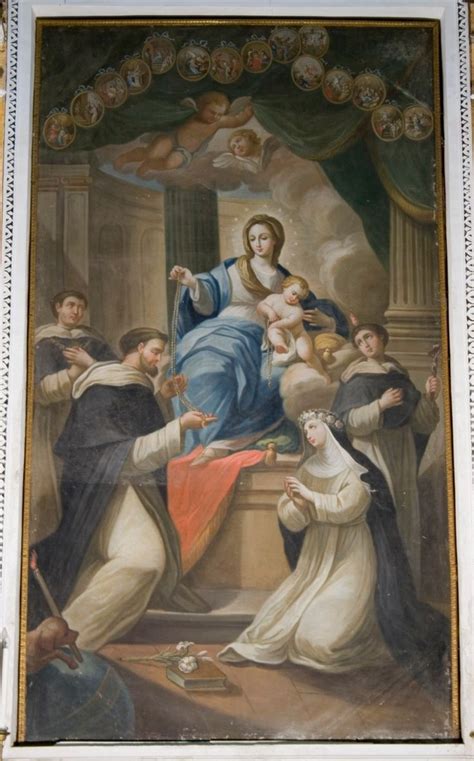 Ambito Siciliano Sec XVIII Madonna Del Rosario Con Santi Domenicani