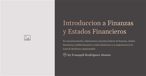 Introduccion A Finanzas Y Estados Financieros