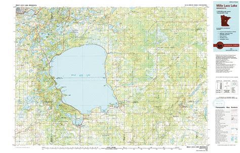 Mille Lacs Lake Topographical Map 1100000 Minnesota Usa