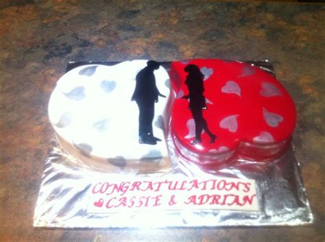 Heart Engagement Cakes With Edible Silhouettes