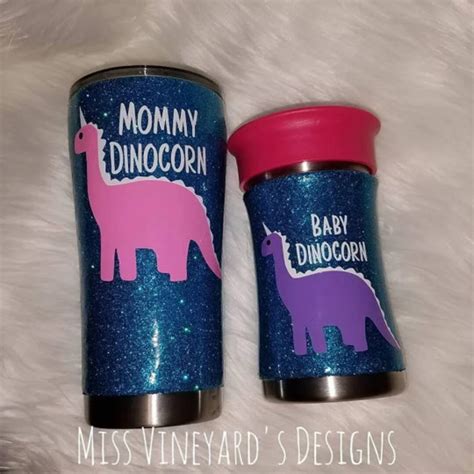 Mommy And Me Tumbler Set Daddy And Me Tumbler Set Daughter Son Dinosaur