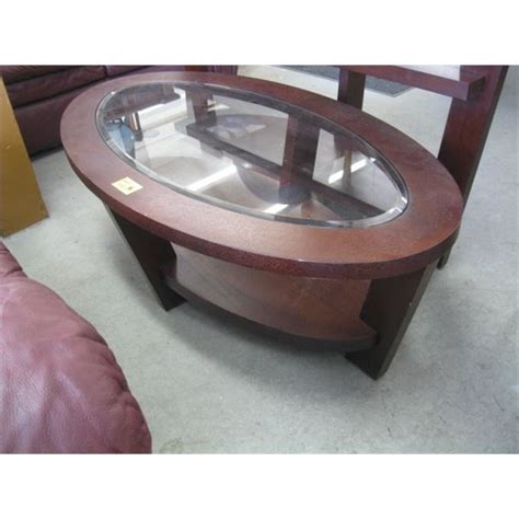 OVAL GLASS TOP COFFEE TABLE