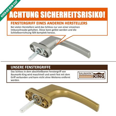 16 x Alu Fenstergriff in Silber F1 abschließbar Stiftlänge 30mm