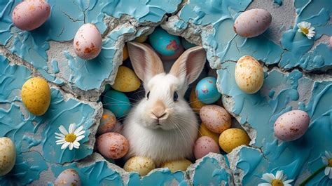 Premium Photo Curious Easter Bunny Peeking Through Hole From Soft