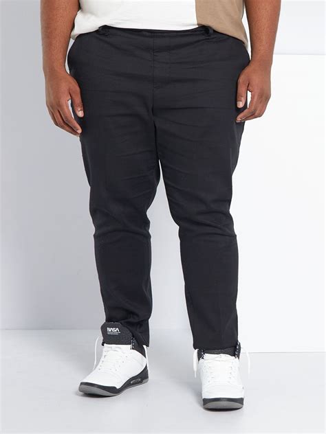 Pantalon Chino Slim Taille Lastiqu E Noir Kiabi