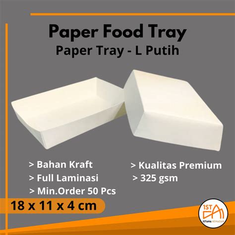 Jual Paper Food Tray Kraft Putih Large Piring Kertas Makanan Sekali