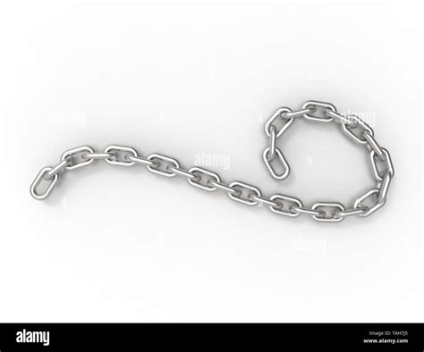 3d Rendering 3d Illustration Of A Curling Flowing Metal Chain On White