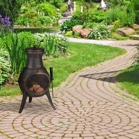 Relaxdays Brasero Ext Rieur Chemin E Jardin Avec Tisonnier En Fonte