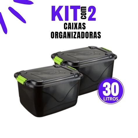 Kit Caixas Organizadora L Grande C Tampa E Trava Cesto Para