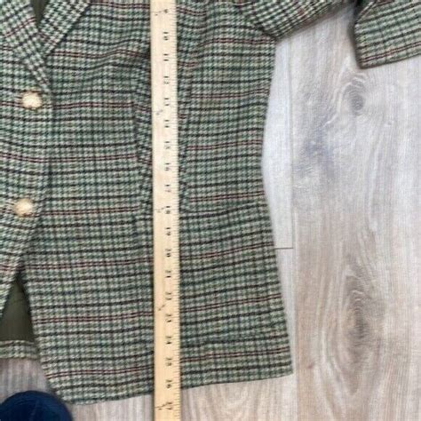 Talbots Classic Shetland Blazer Rustling Plaid Gold Button Size 18 Wool