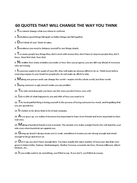 60 Quotes That Will Change The Way You Think | PDF