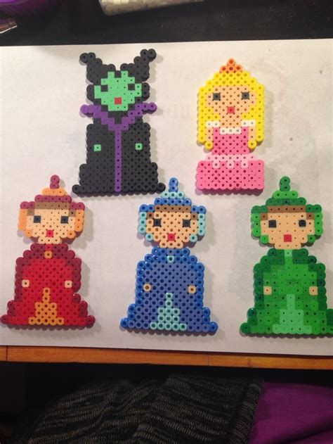 Sleeping Beauty Maleficent Aurora And Fairy Godmothers Perler Beads