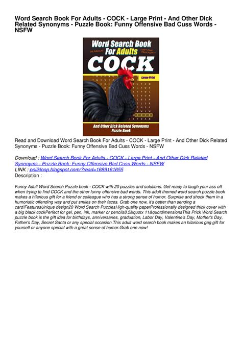 Read [pdf] Word Search Book For Adults Cock Large Print And Other Dick Rel Word Search