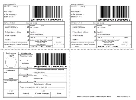 Wydruki Przesy Ki Poczta Polska